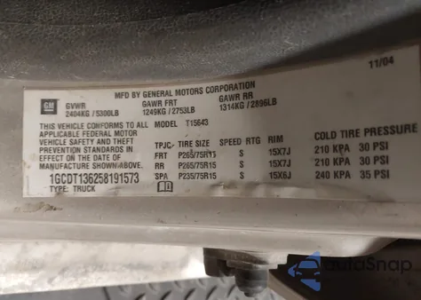 2005 Chevrolet Colorado Ls z USA, uszkodzony, nr VIN 1GCDT136258191573